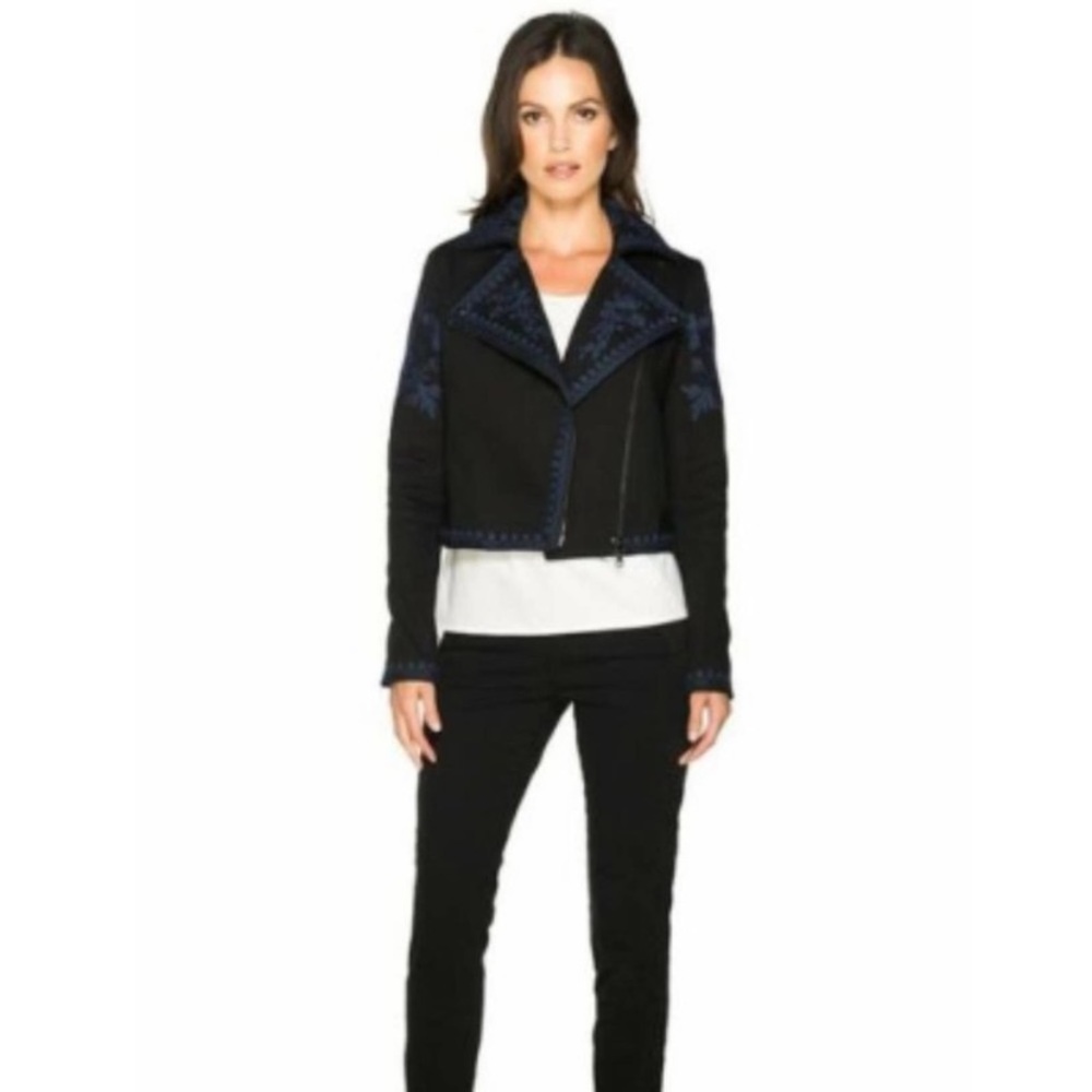 Luxury designer Marchesa Voyager Embroidered Moto - Picture 8 of 15
